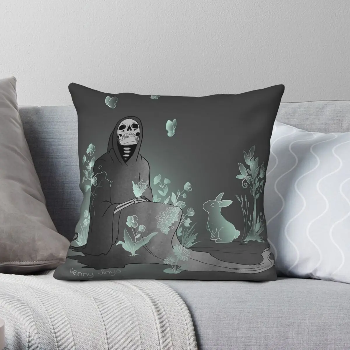 Never Lost Grim Reaper Pillowcase Polyester Linen Velvet Creative Zip Decor Bed Cushion Case