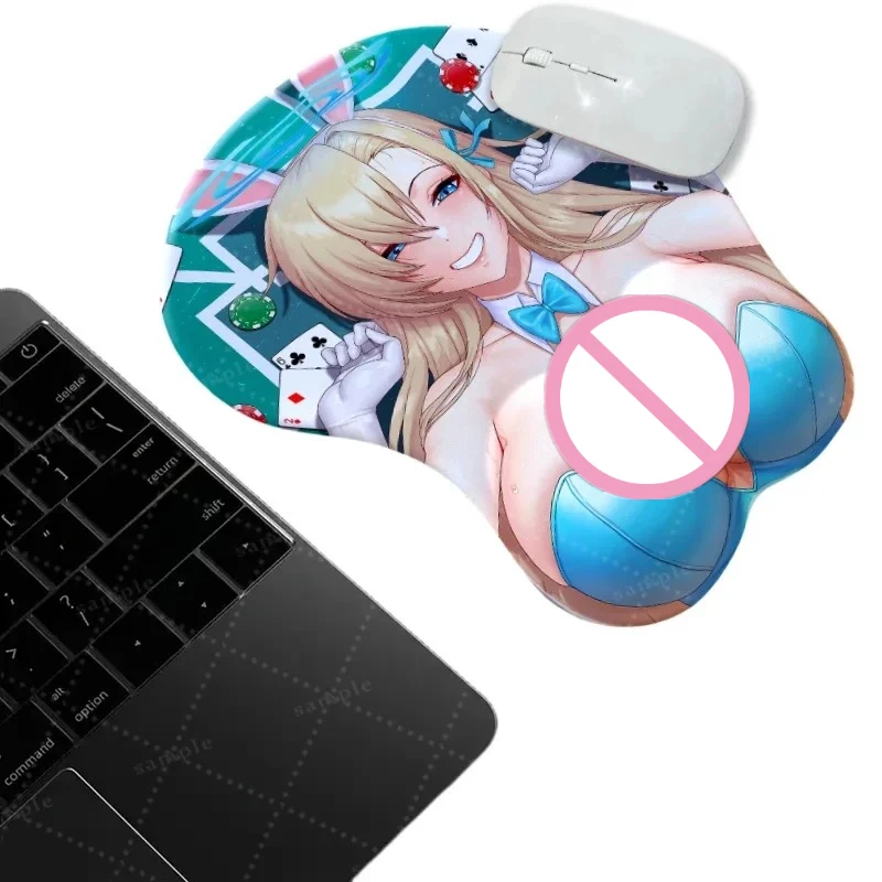 Blue Archive Asuna Blue Bunny Chest Mouse Pad Anime Desk Mat Gamer Special Wristband