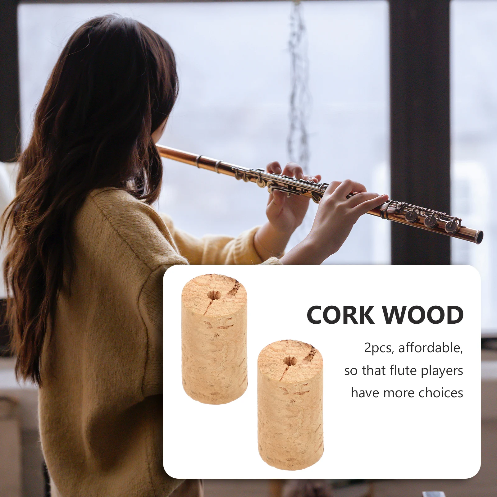 

2 Pcs Flute Cork Wood Plugs Corks Wooden Component Khaki Musical Instrument Supplies