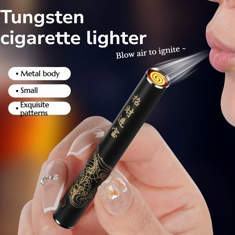 

Hot-selling Metal Tungsten Wire Blow Igniter Exquisite Pattern Small Portable Type-C Charging Men's Smoking Accessories Lighter