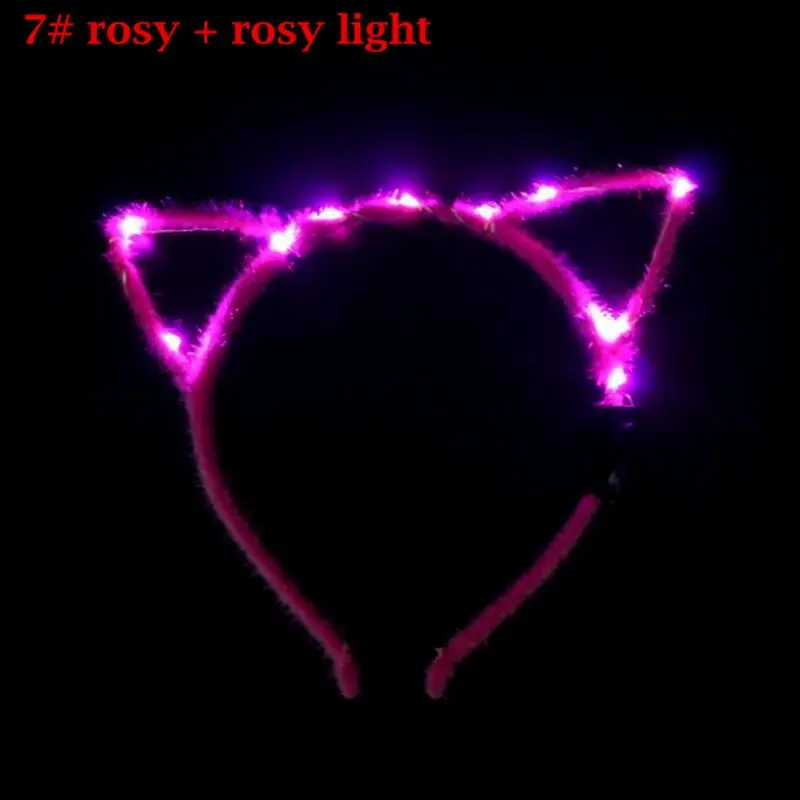 Fluorescent Cat Ear Headband for Women Christmas Luminous Hair Hoop Carnivals Party Hairband for Woman Cosplay