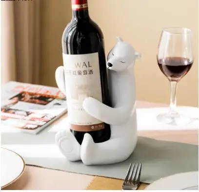 

Resin White Bear Wine Rack Holders Ornaments Polar Bear Vine Bottle Holder Animal Sculpture Small Figurines Home Decoration