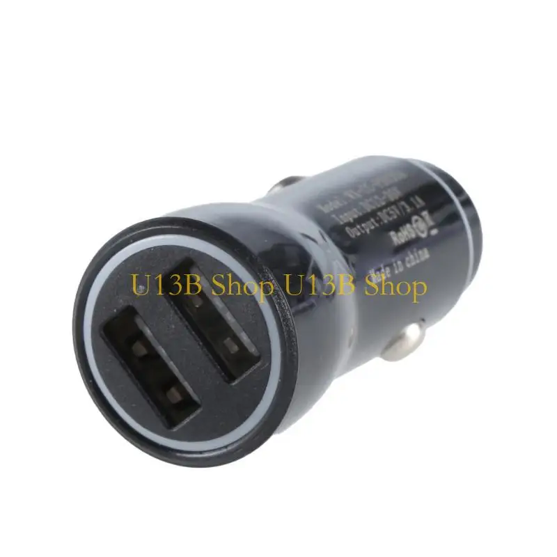 

U13B Double USB Car 5V3.1A High Current Fast Charging Head with Blue LED Light for Smartphones Tablets