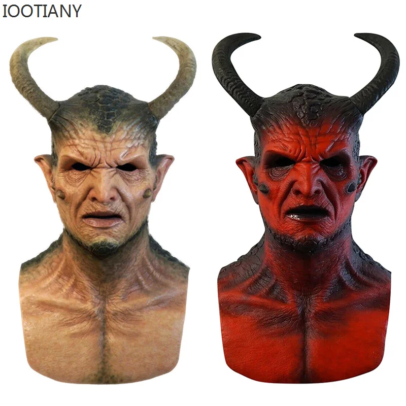 

IOOTIANY 2023 Belial The Demon Mask IKARI THE DEMON Mask with Horns Devil Latex Cosplay Costume Props Masks Halloween