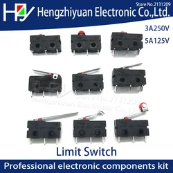 Hzy Mini  Micro Switch Roller Lever Arm SPDT Snap Action LOT 3A 250V AC 5A 125V NC-NO-C With Pulley 3 Feet Stroke Limit Switch