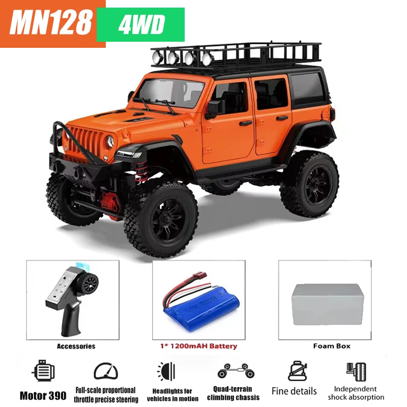 

RC Crawler 4x4 Car MN128 2.4G Climbing Buggy Professional with LED Light 4X4 Off Road 4WD Climbing 1/12 RC Truck Cars Toys Gift