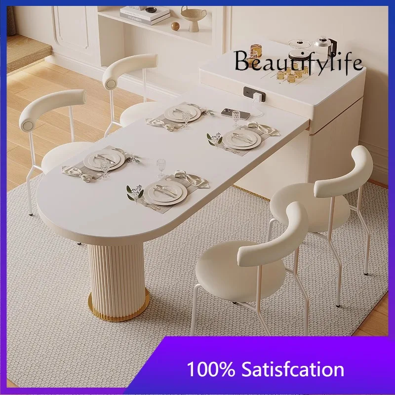 JB Nordic Extendable Dining Table Induction Cooker Waterproof Utility Spice Lsland Tea Small Apartmen Table A Manger Home Furnit