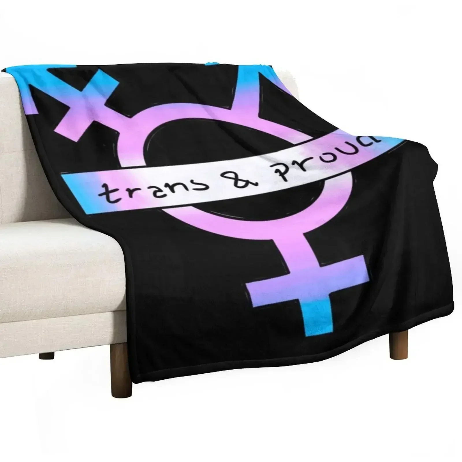 

Trans and Proud Transgender Symbol Throw Blanket Decorative Soft Throw Blanket for Couch Sofa