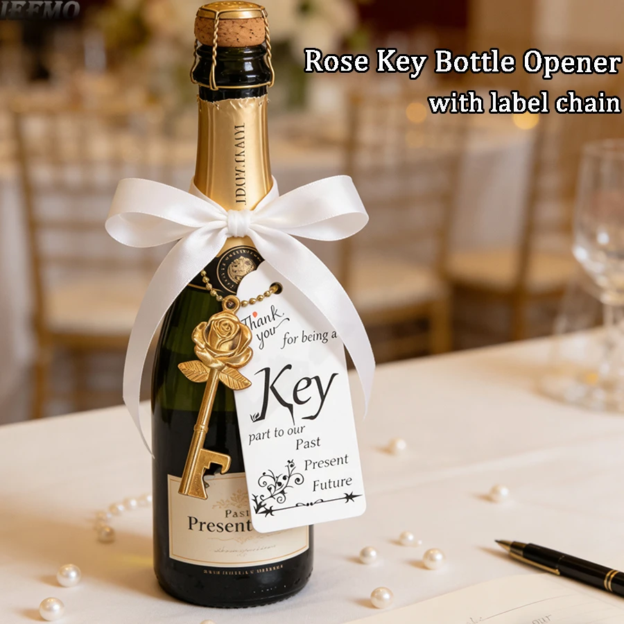 Vintage-Schlüssel-Flaschenöffner-Set, Partygeschenke für Hochzeit, Geburtstag, Heimdekoration und Schlüsselanhänger, einzigartiges Rosen-Geschenk für Sie