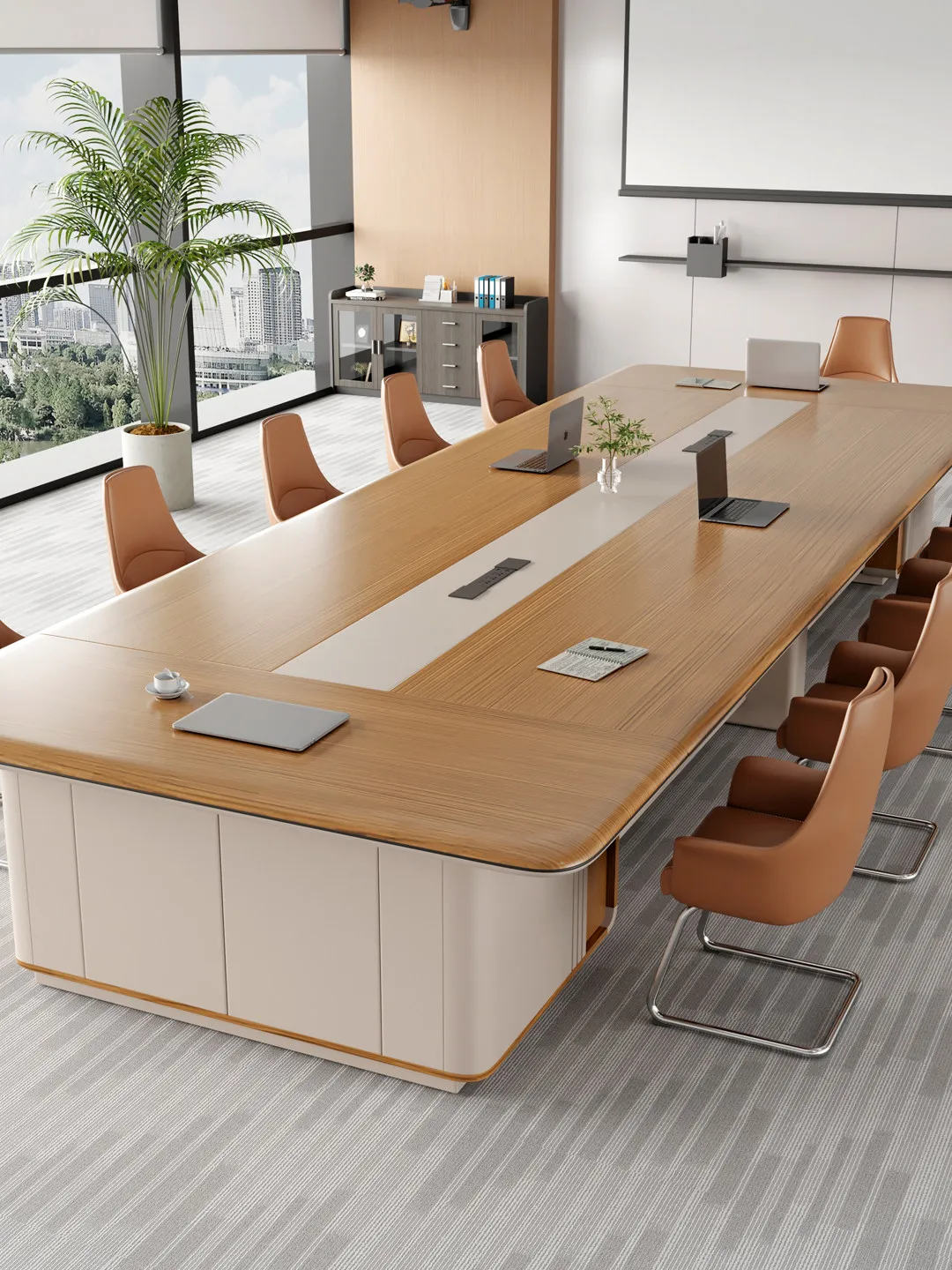 *Simple Modern Melamine Office Conference Table for 8 People Rectangular Business Negotiation Table with Chair Combination