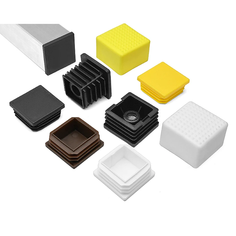 4Pcs 40x40mm Square Nut Plug with High Foot Pad Nut Tube Plug Home Foot Pad Balance Adjustable Wheel Sleeve