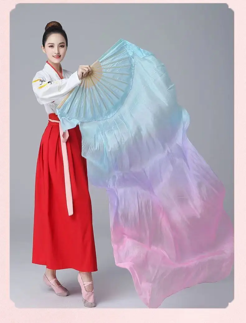 Belly Dance Accessories Gradient Color Fan Real Silk Veil Fans Folding Fan for Women Dance Outfit Accessory Performance Practice