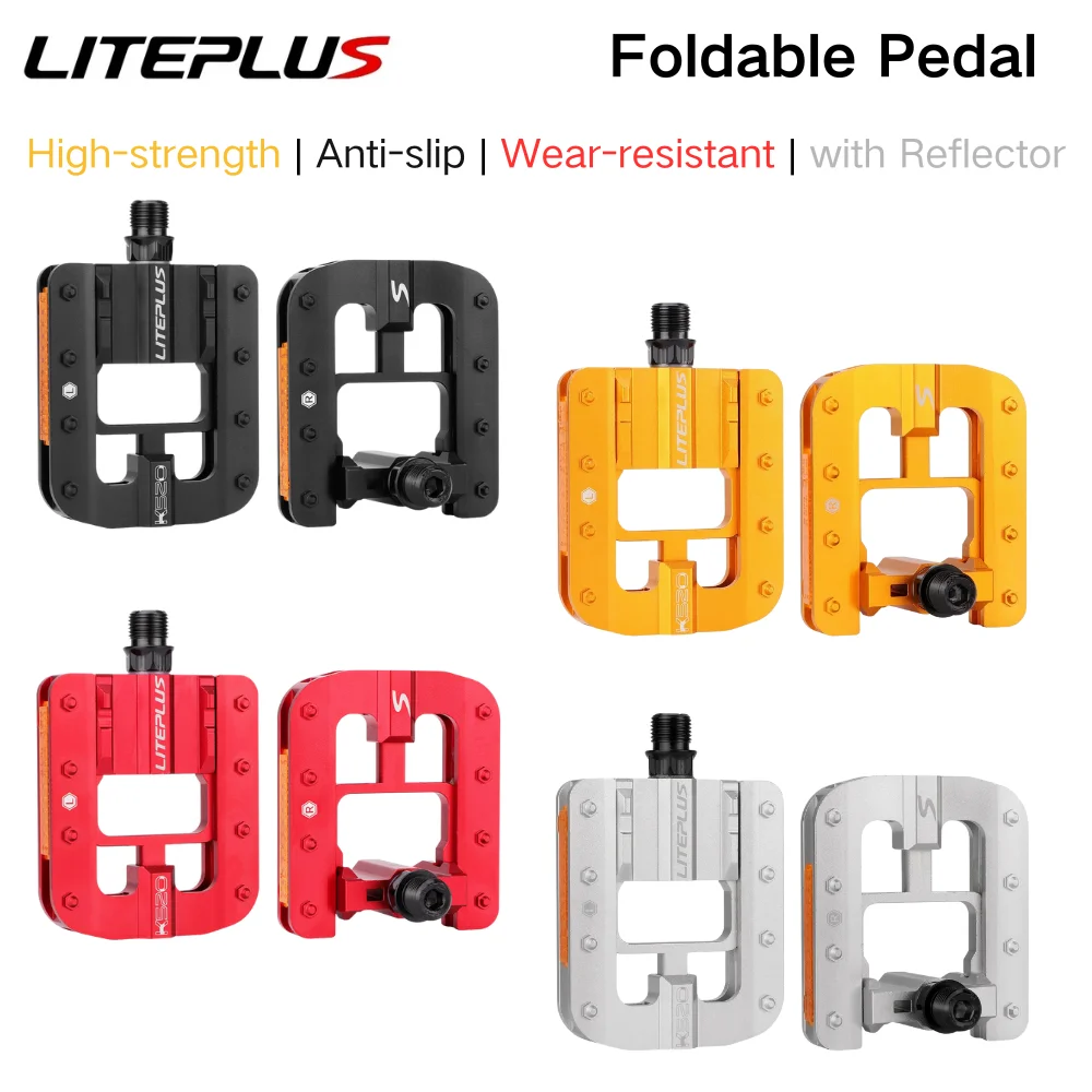 

LITEPLUS Foldable Pedals for Folding Bicycle Aluminum Alloy High-strength Anti-skid with Reflector Pedals about 349g pair