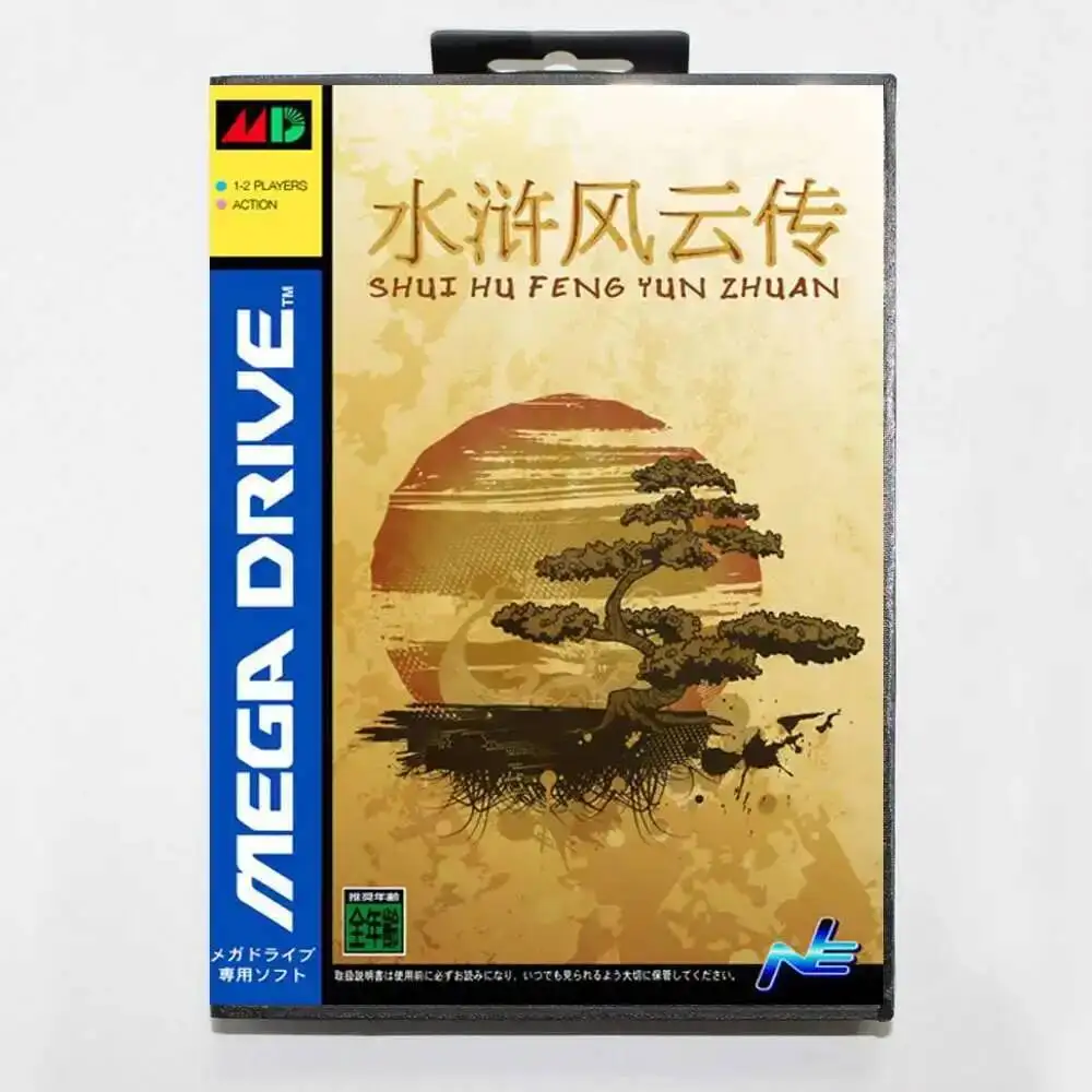 Hot Sale Shui Hu Feng Yun Zhuan Game Card With JP Box 16bit MD Cart For Sega Mega Drive/Genesis System