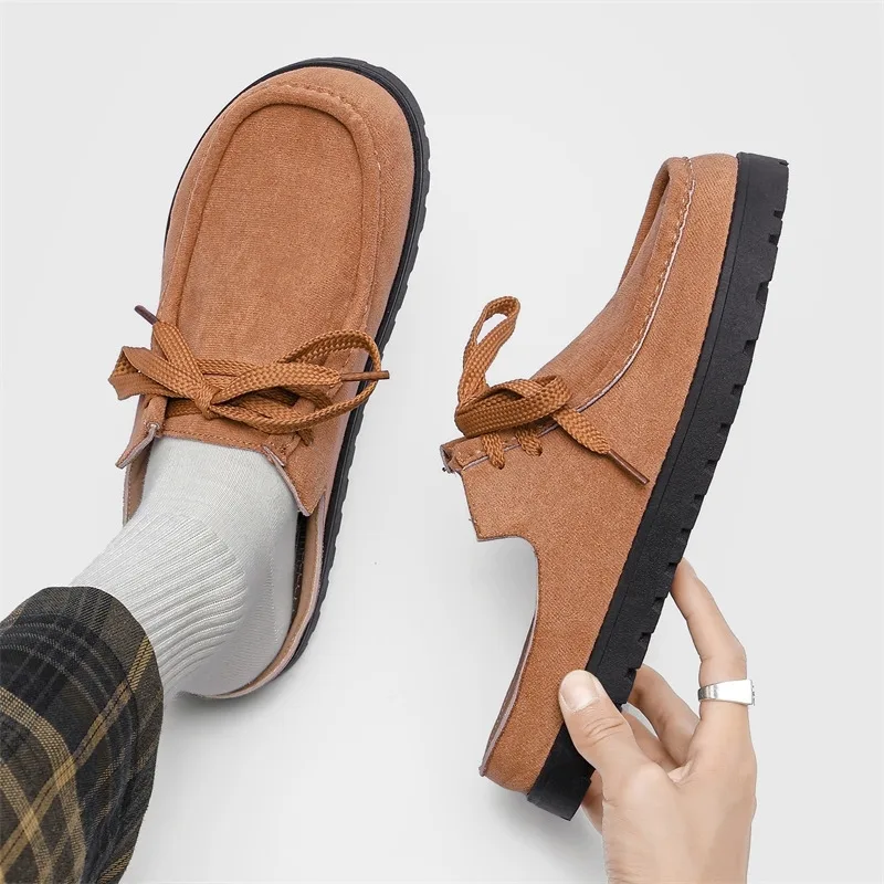 2025 オリジナルローファー男性フラット夏快適なハーフシューズ男レトロブラウンノンスリップメンズカジュアルシューズ zapatos パラやつ