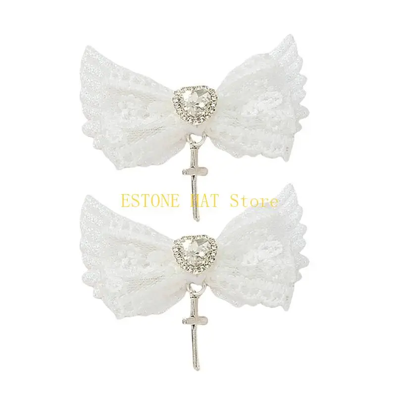 

49MF Wing Hair Clip Bowknot Trend Headwear Sweet Balletcore Hairpin Women