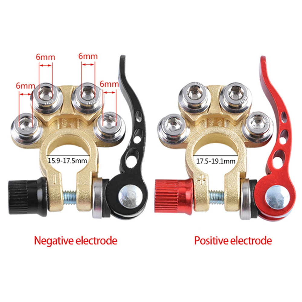 Car Battery Terminal Quick Release Clamps 12V 24V 4 Way Top Post Connectors Zinc Alloy for Truck SUV Boat Heavy Duty Universal