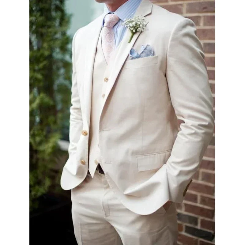 3 Pcs Wedding Suits For Groomsmen Slim Fit Groom Tuxedo Latest Design Custom Prom Party Blazer (Jacket + Vest + Pants)