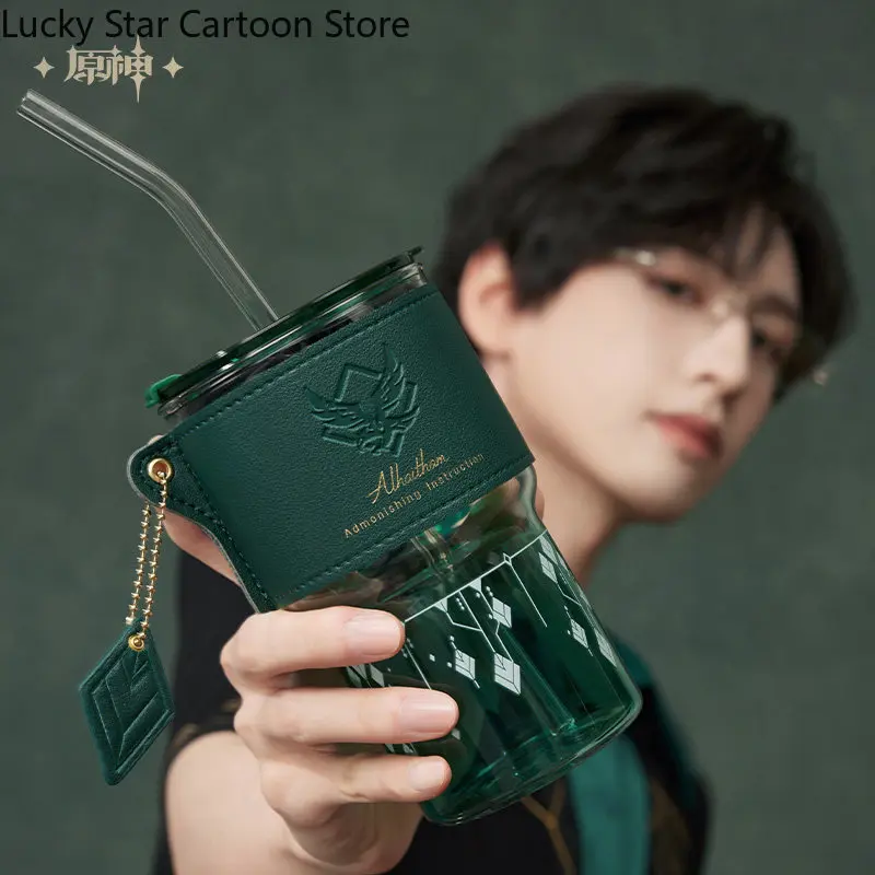 

MiHoYo Official Genuine Genshin Impact Alhaitham Theme Impression Series Gift Box with Straw Cup and Lid Cosplay Figures Gift