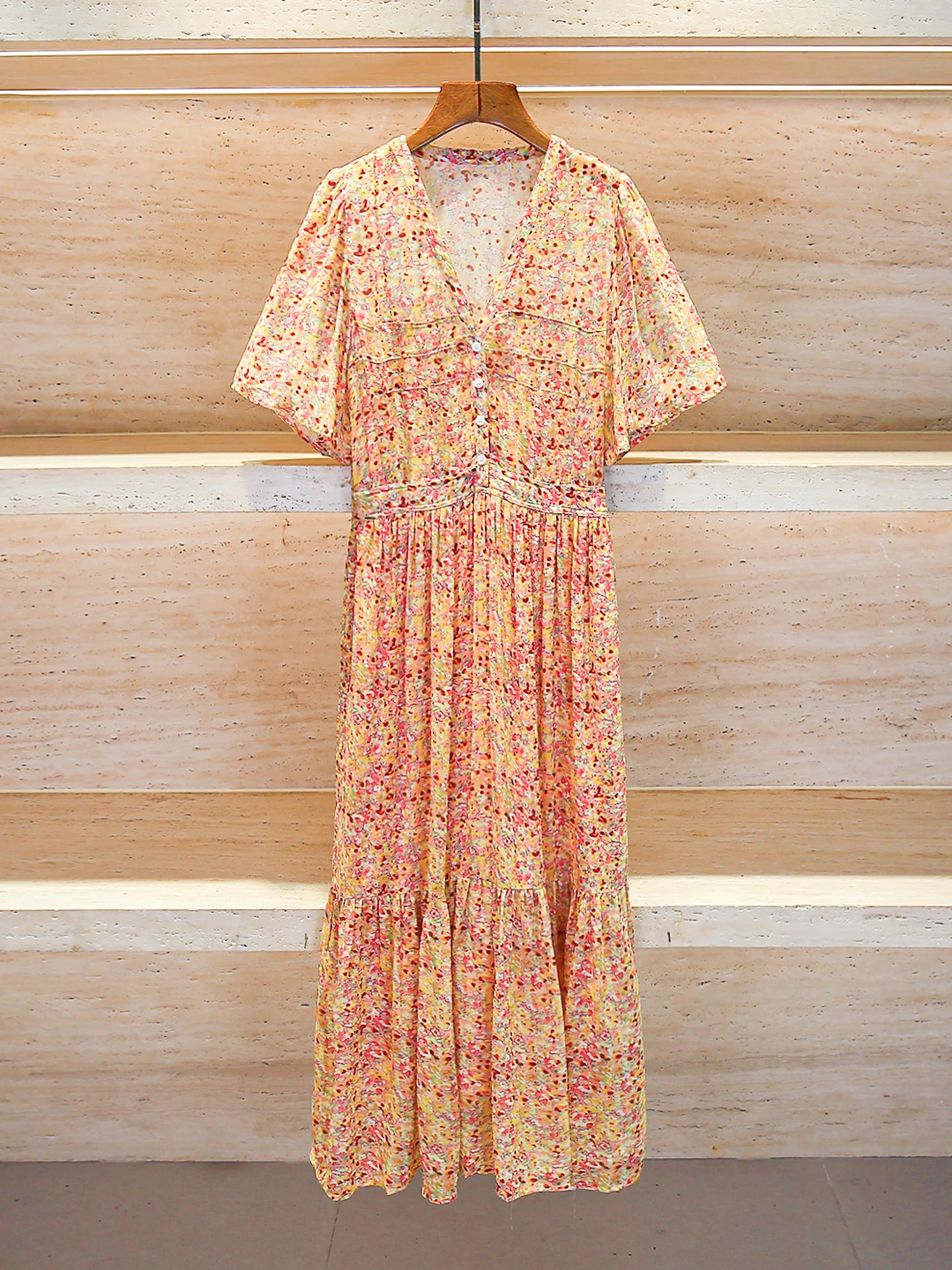 

V-Ne Floral Print Slim Fit Maxi Dr Women's Summer Vaion Sle High Waist A-Line Dr Commute Simple Print Dr