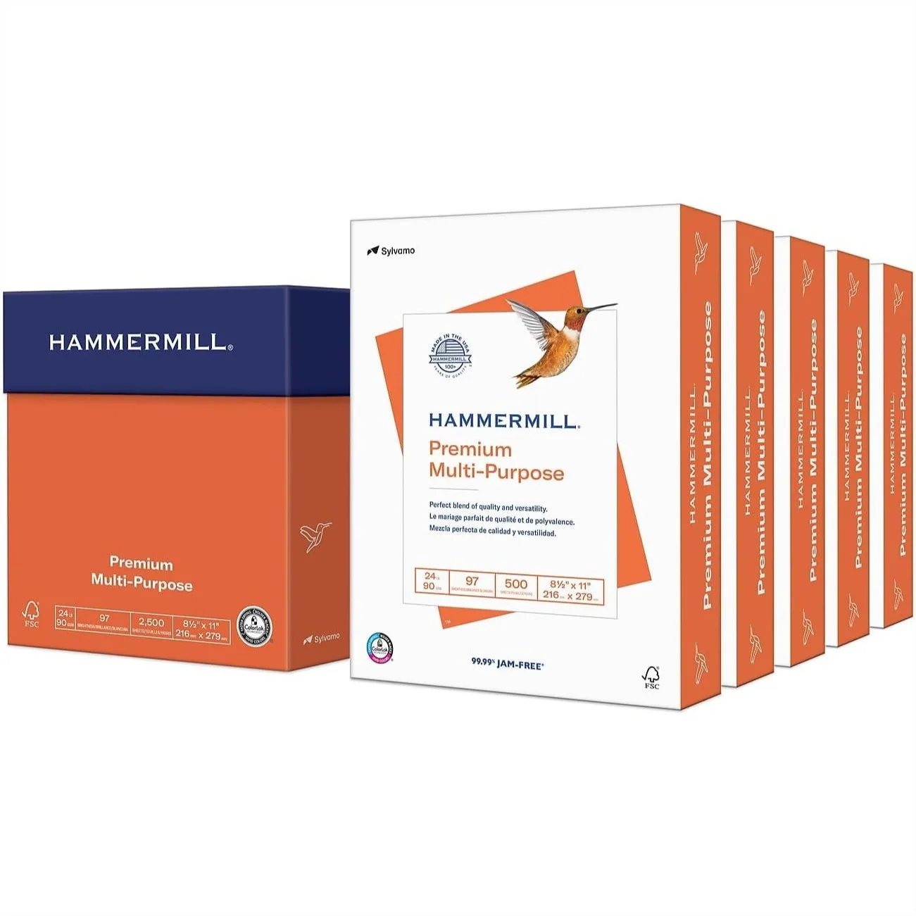 Premium Multipurpose Copy Paper 24 lb, 8.5 x 11-5 Ream (2,500 Sheets) - 97 Bright for High Quality Documents
