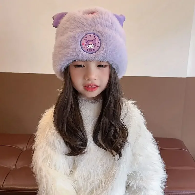 

Sanrio Hello Kitty Anime Kawaii Ins Children Warm Hat Autumn My Melody Winter Cute Kuromi Baby Thick Cap Fashion Gifts for Kids