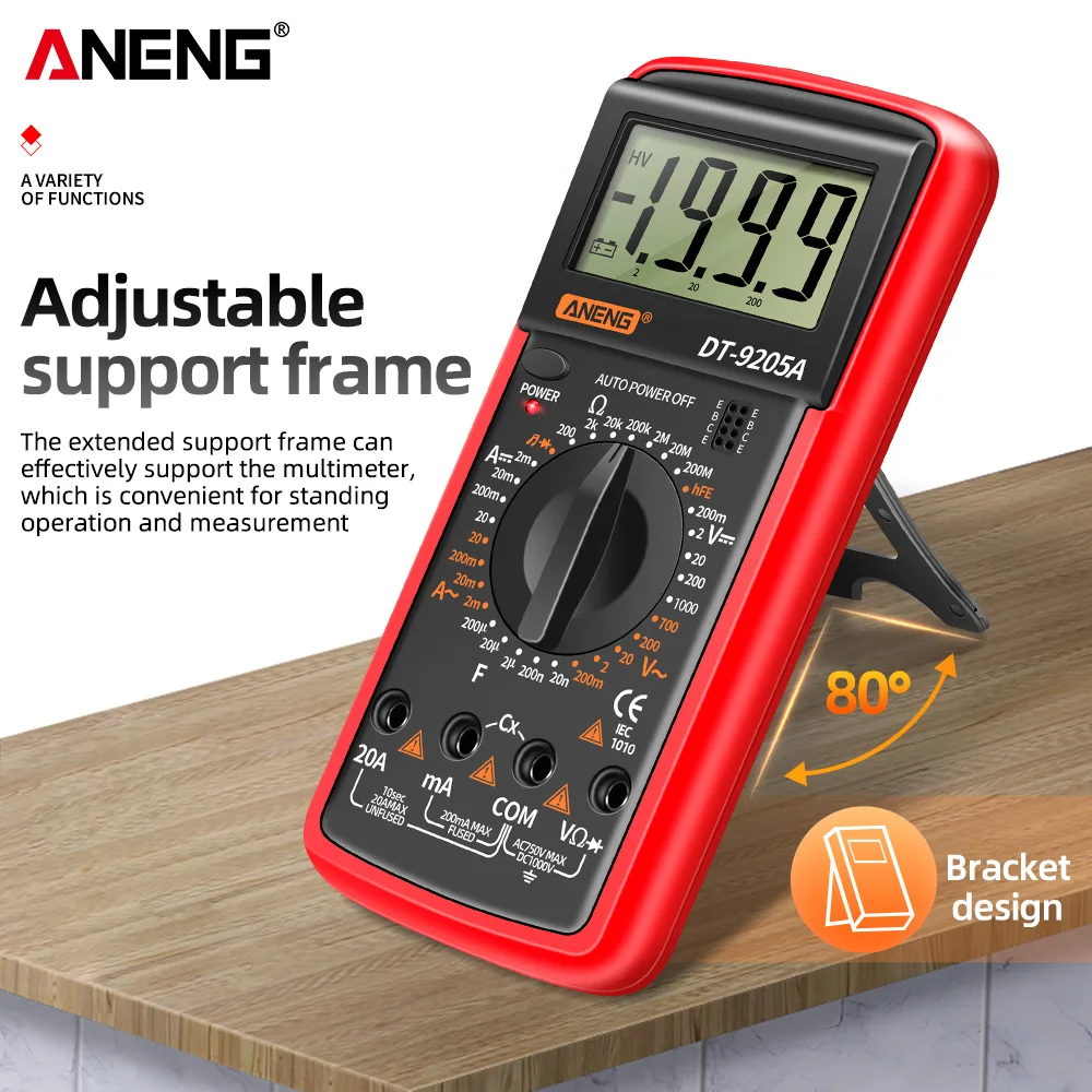 ANENG DT9205A Digital Profesional Multimeter AC/DC Transistor Voltage Tester Electric NCV True RMS Analog Auto Range Multimetro