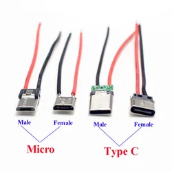 Micro USB Tipo-C Conector da Placa Plug-In Macho, 2Pin, 2Pin, Horizontal, Vertical, Soldado Simples, Carregamento Rápido, 2 Unidades, 5 Unidades