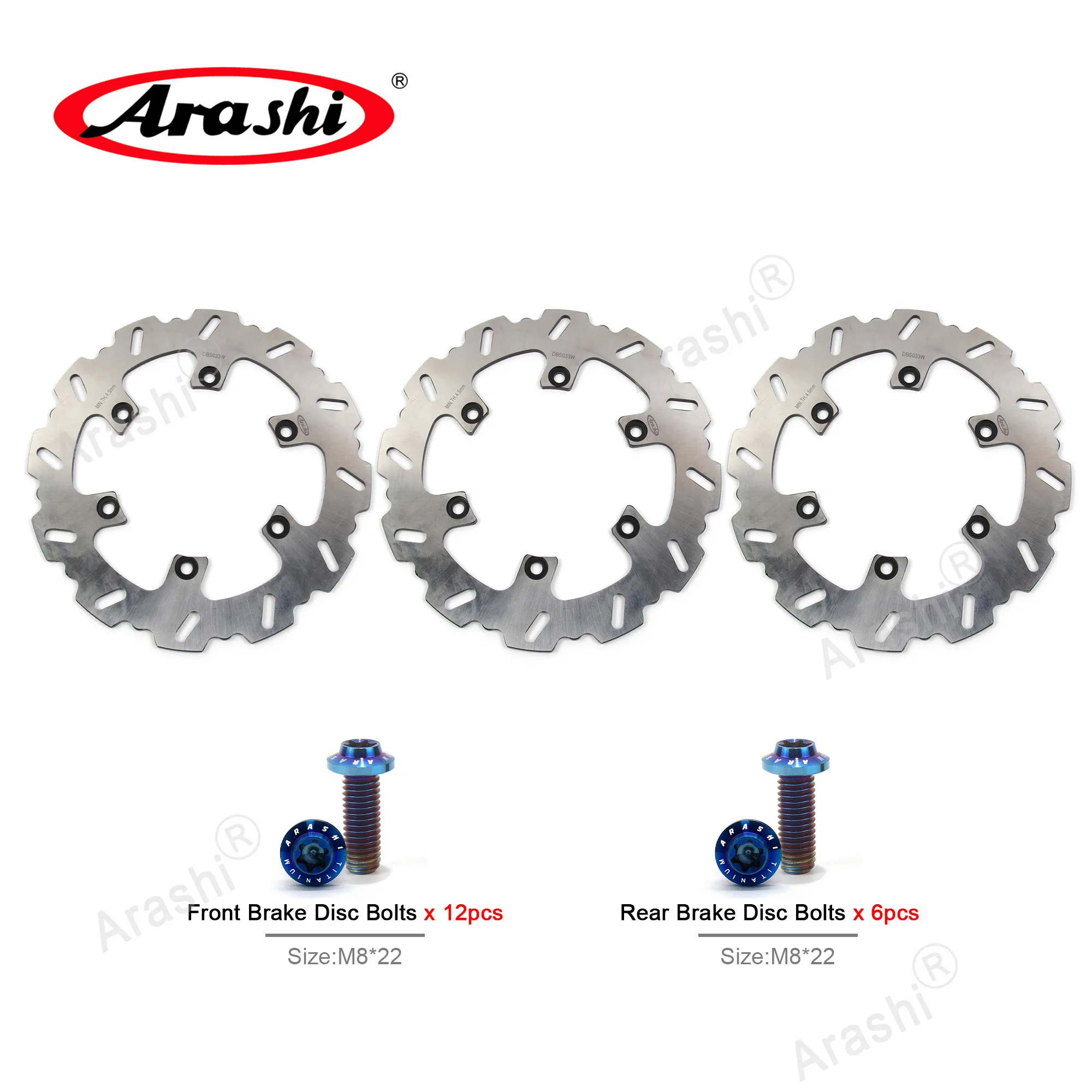 Arashi CNC Front Rear Brake Disc Rotor Bolt Set For YAMAHA RD LC 350 1985-1993 / XJ 600 1983 - 1991 / FZX FAZER 750 1986-1990