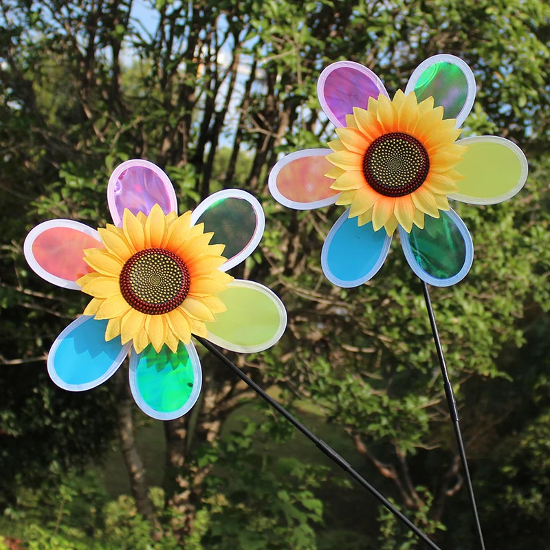 

Single-layer Sunflower Windmill Pinwheel Colourful Sequins Windmill For Home Garden Decoration Sunflower Windmill