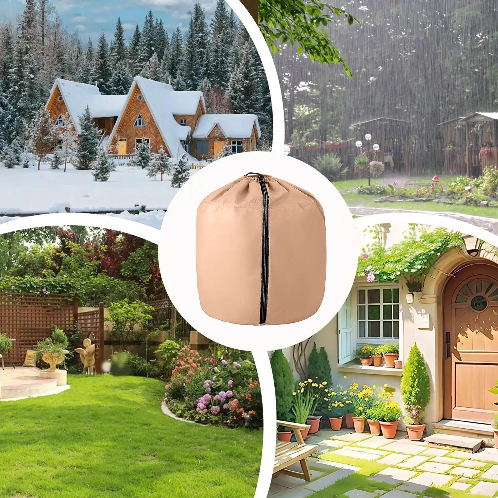 Plant Cover Freeze Protection Plant Winter Cover Protection Drawstring Zipper Heavy-Duty Shade For Outdoor Yard Flower Pot