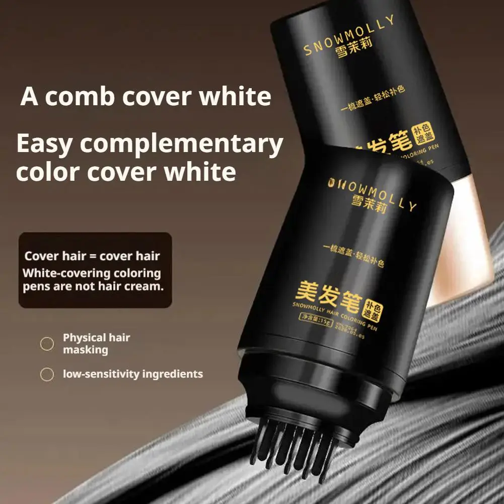 

Natural Hair Color Pen Waterproof Quick-Dye Stick for Covering White Hair Emergency Non-Fading Touch-Up Haircare for Men Wo W5B2