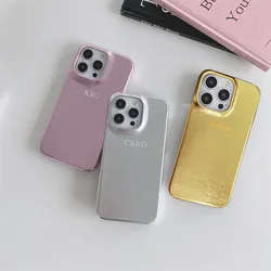 Customized Gold Silver Letter Glitter PU Leather Case For Iphone 13 12 15 14 16Pro Max 15plus Case Luxury Hard Metallic PU Cover