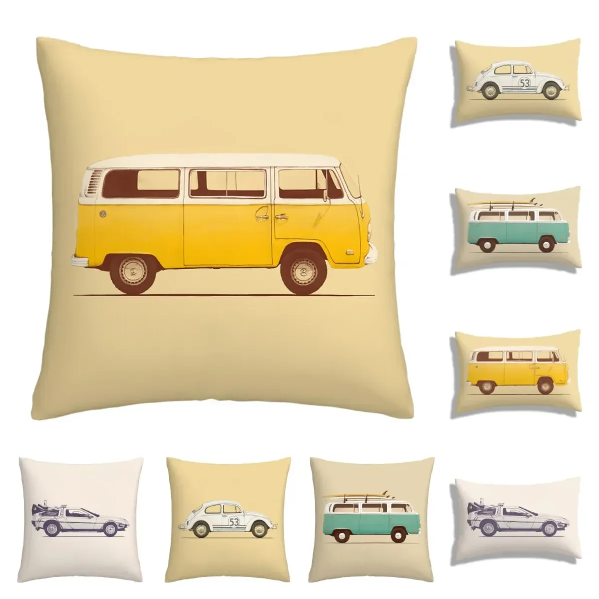 Car pattern Plush pillowcase, sofa cushion cover for home improvement, home decoration pillowcase home throw pillowcase 40x40