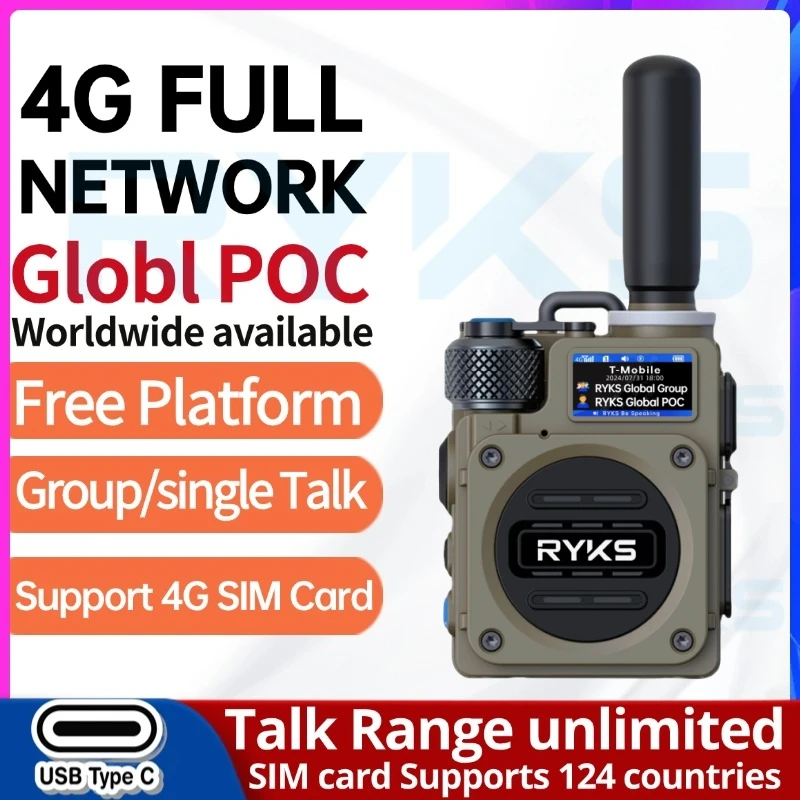 4G Mobile Radio Network Walkie Talkie for Hunting 50 km 100 km Sim Card 4G Poc Radio