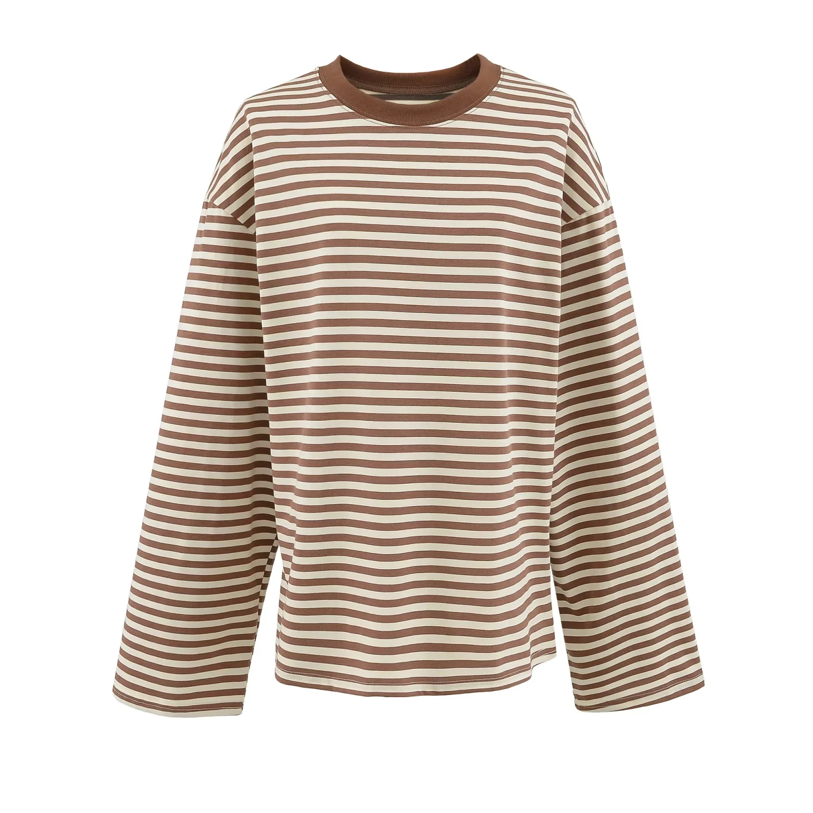 Cseta de Verano Nueva, Hoada, de Manga Larga, Cuello Redondo, a Rayas, Informal, Cómoda, Estilo Casual para Mujer, de Fi...