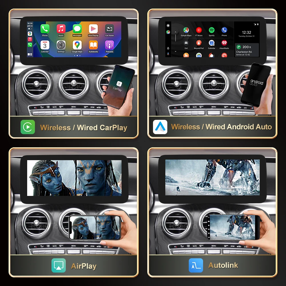 12.3" Wireless CarPlay Touch Screen For 2008-2010 Benz C-Class W204 – Ultra-Thin With Android Auto