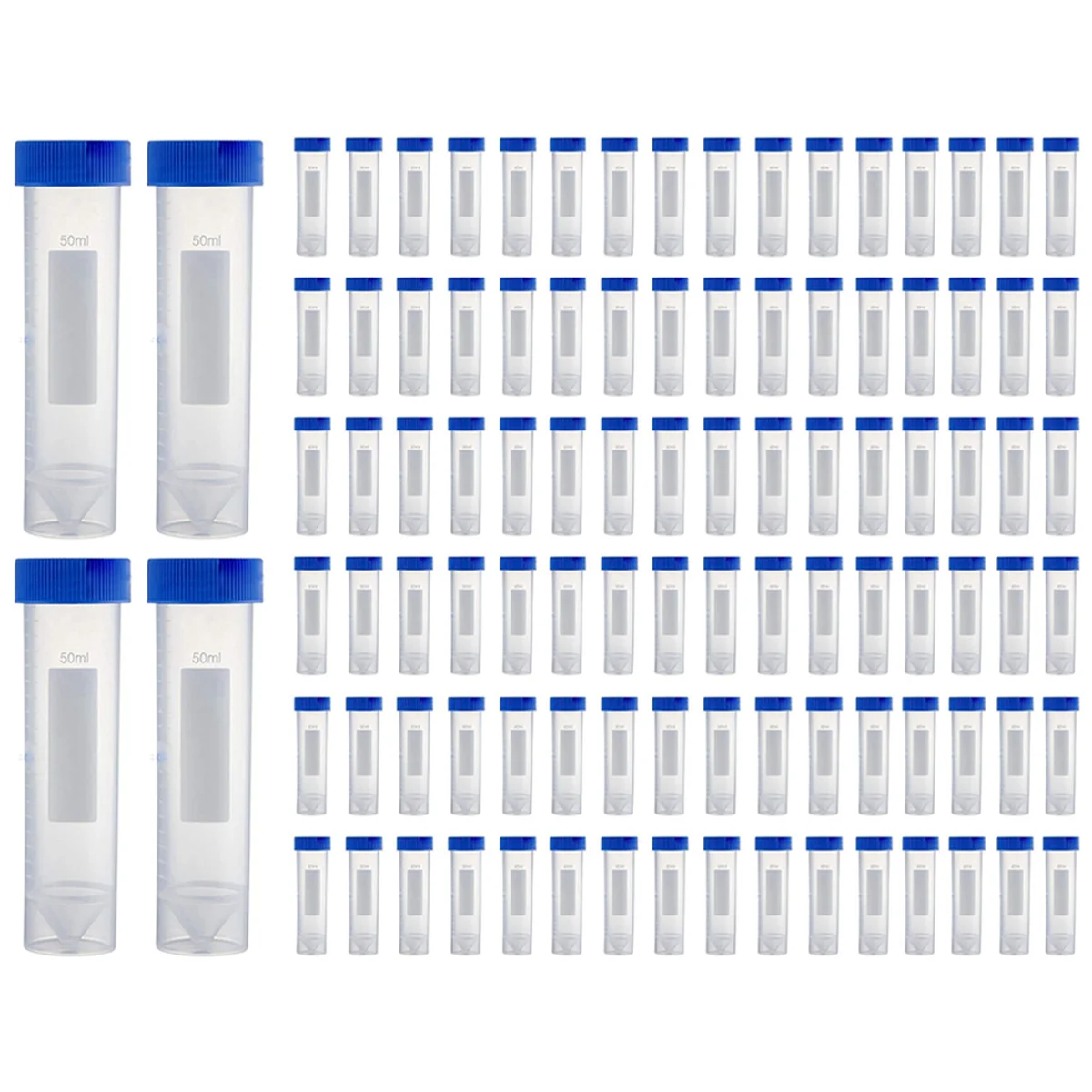 Self Standing Centrifuge Tubes 50ML, [100 Pack] Plastic Test Tube with Screw Caps, 50ML Sterile Test Tubes with Lids