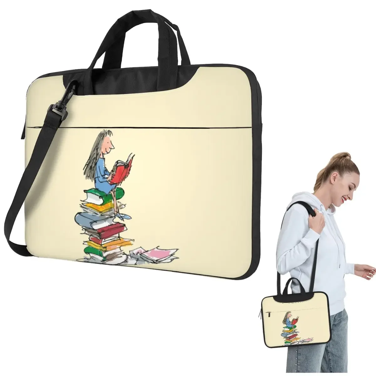 

Matilda Reading Crossbody Laptop Bag Case Computer Bag 13 14 15.6 Inch Notebook Pouch for Macbook Pro
