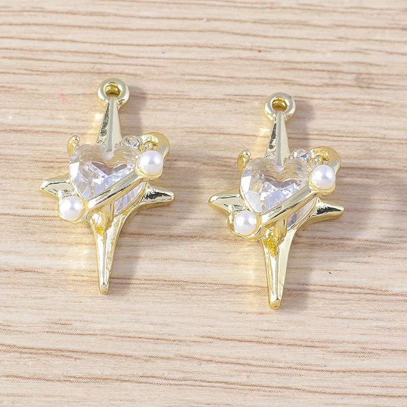 Tusember 4 Stück 12 x 22 mm brillante Kristall-Polaris-Stern-Anhänger für die Schmuckherstellung, DIY, handgefertigte Halskette, Ohrringe, Basteln – Detail 4
