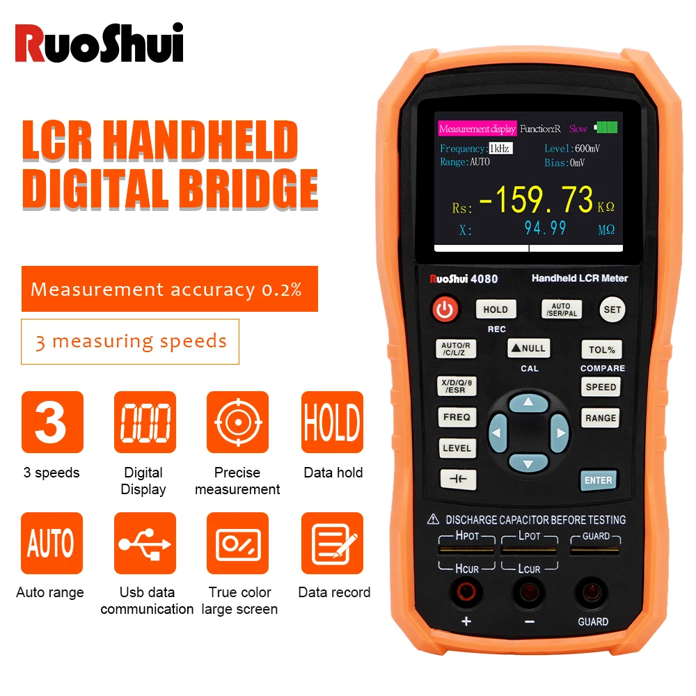 Handheld LCR Meter Digital Bridge Capacitance Inductance Resistance Multimeter Tester ESR Calibration With USB Super Capacitor