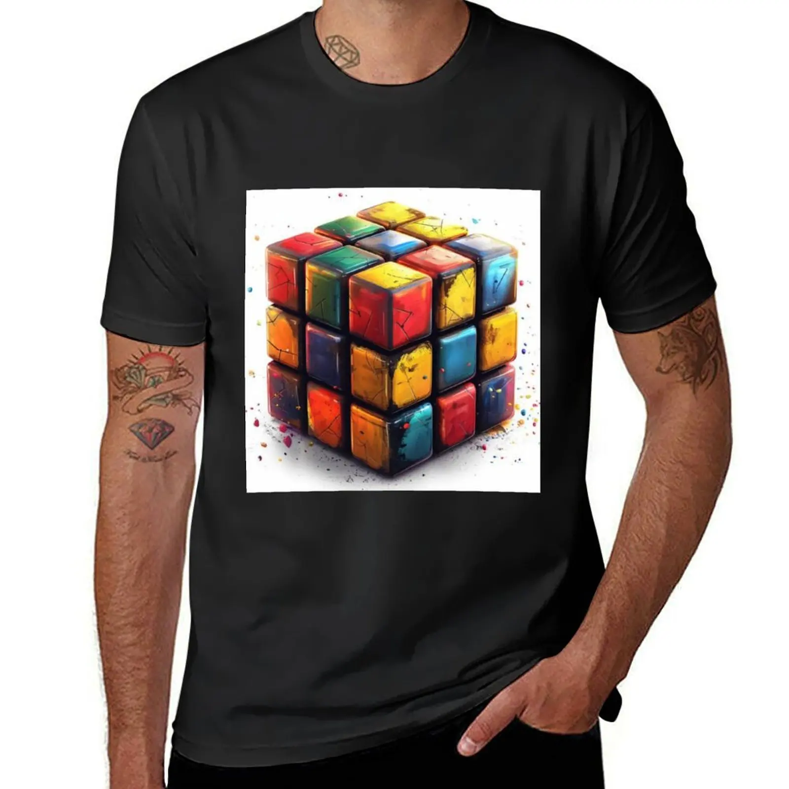 Colorful Cube Conundrum,Resilience Tee, Puzzle Masterpiece Gift T-Shirt heavyweights tops summer tops summer clothes T-shirt men