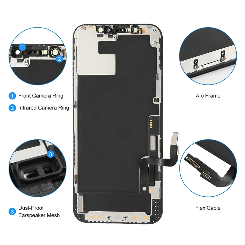 For iPhone 12 LCD Screen Replacement Soft OLED For iPhone 12 Pro LCD Stencil 12Pro Display Touch Screen Digitizer Assembly Parts