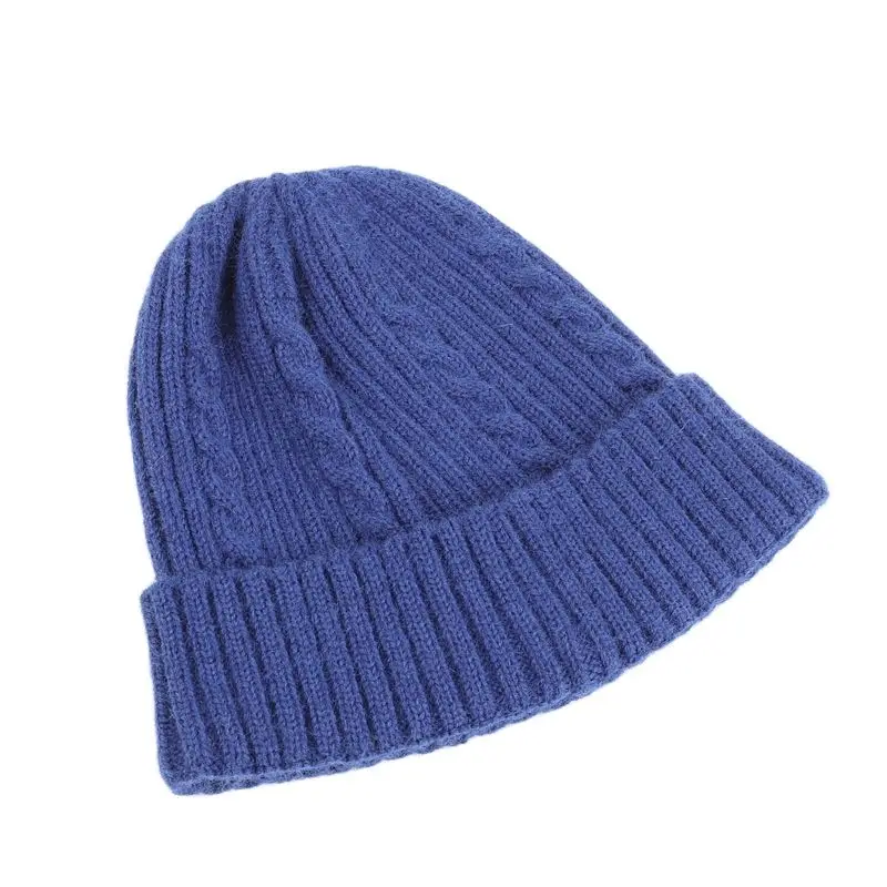 Short Design Winter Twist Cable Knit Hat Plain Beanie for Women Warm Thick Skullies Beige Pink Blue Grey Green Black