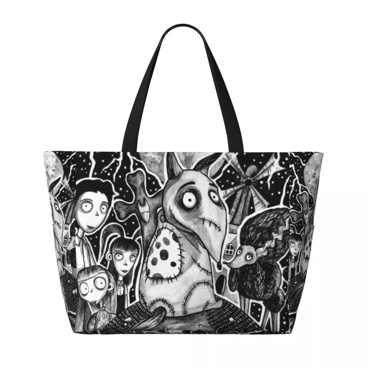 Custom Frankenweenie Sparky Dog Tote Bag Women Large Capacity Beach Gym Travel Bags