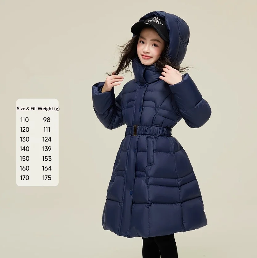 Mädchen-Daunenjacke 90% Weiße Entendaunen mit Kapuze, Tailliert, Anti-Durchdringung, Dick, Warm, Kinder-Winterjacke für kaltes Wetter A5104 – Detail 7