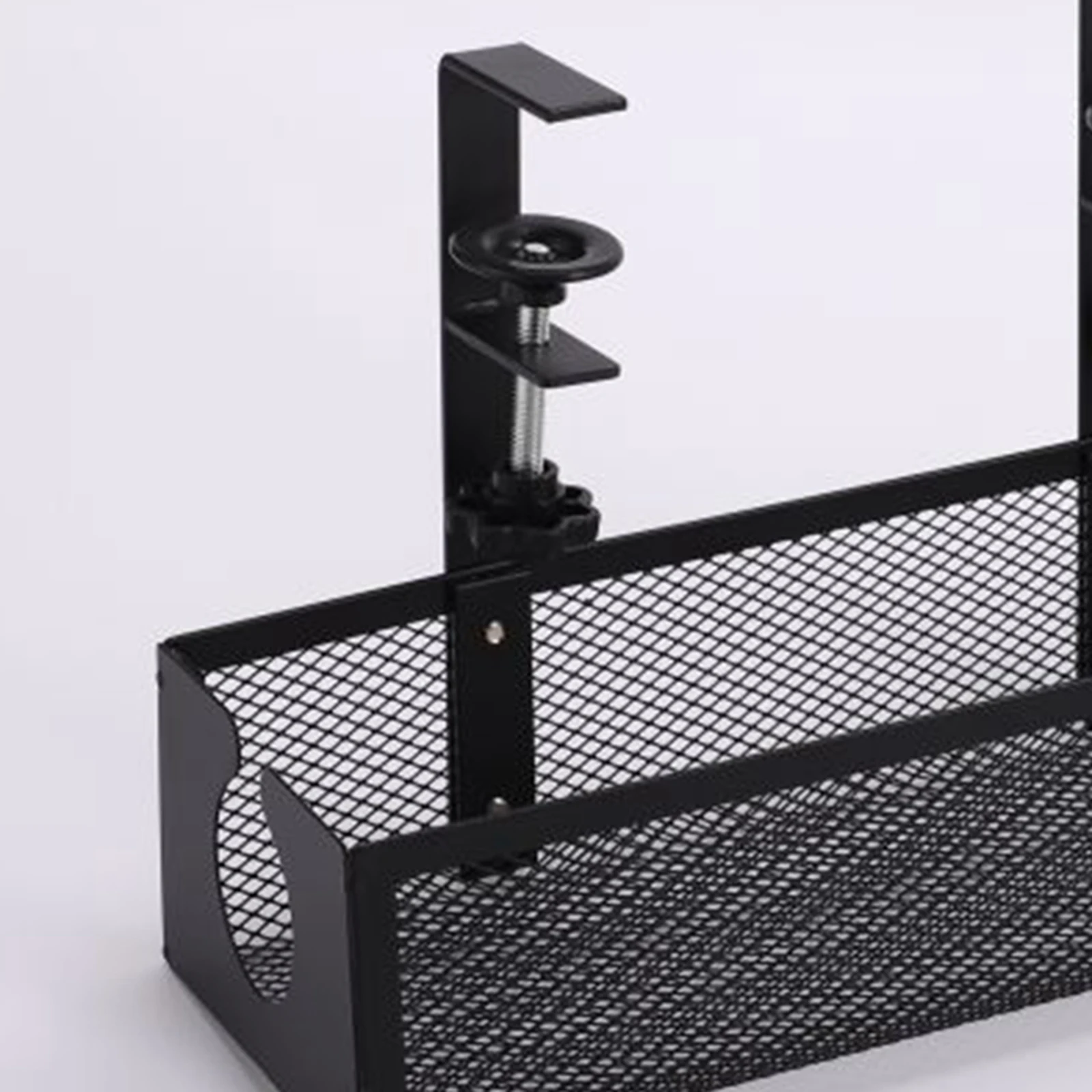 Metal Under Desk Cable Tray Basket Box No Drilling Cord Wire Organizer Mesh Box Durable Cable Rack for Home Office Saving Space