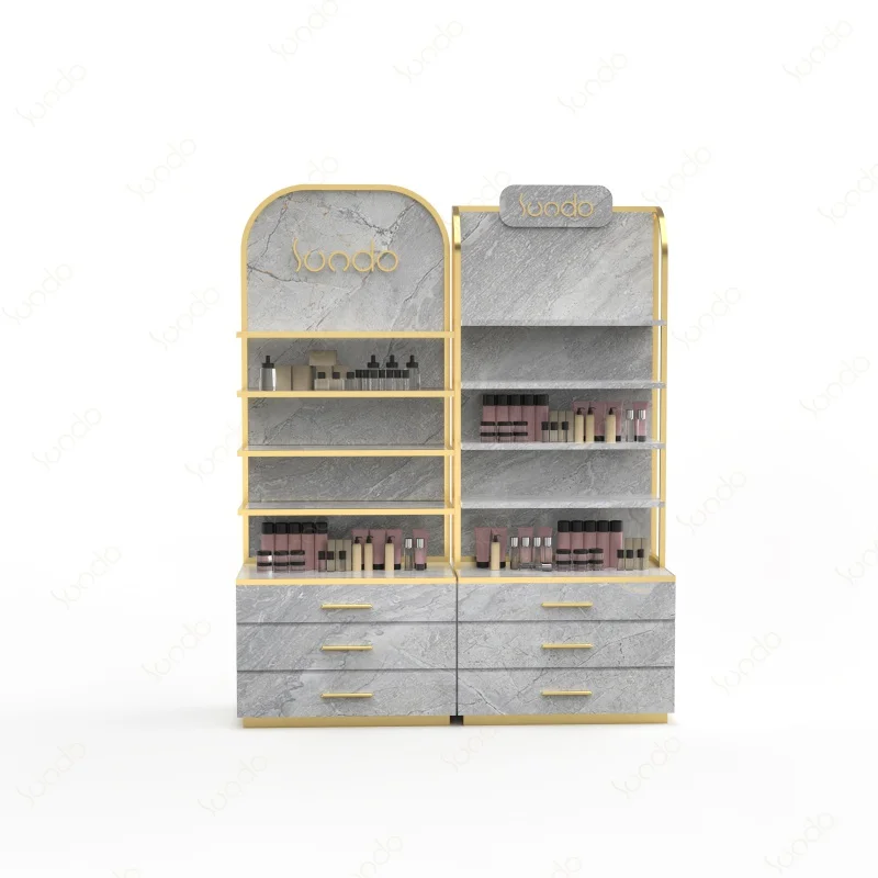 Armoire de parfum personnalisée pour la maison, vitrine de produits de salon de beauté, accessoires de maquillage faits à la main, rangement brun foncé, Showca