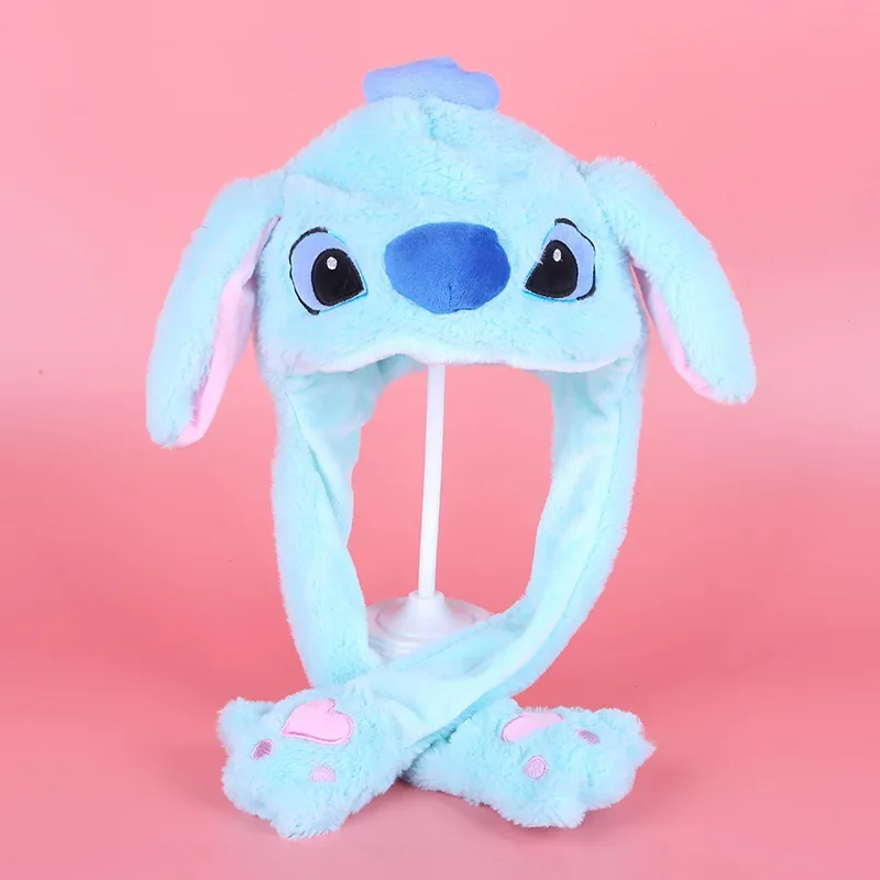 Disney Lilo & Stitch Caps 2024 New Hat Cotton Fluffy Ears Hats Kawaii Stitch Ears Fashion Casual Hats Long Ear Glowing Hat