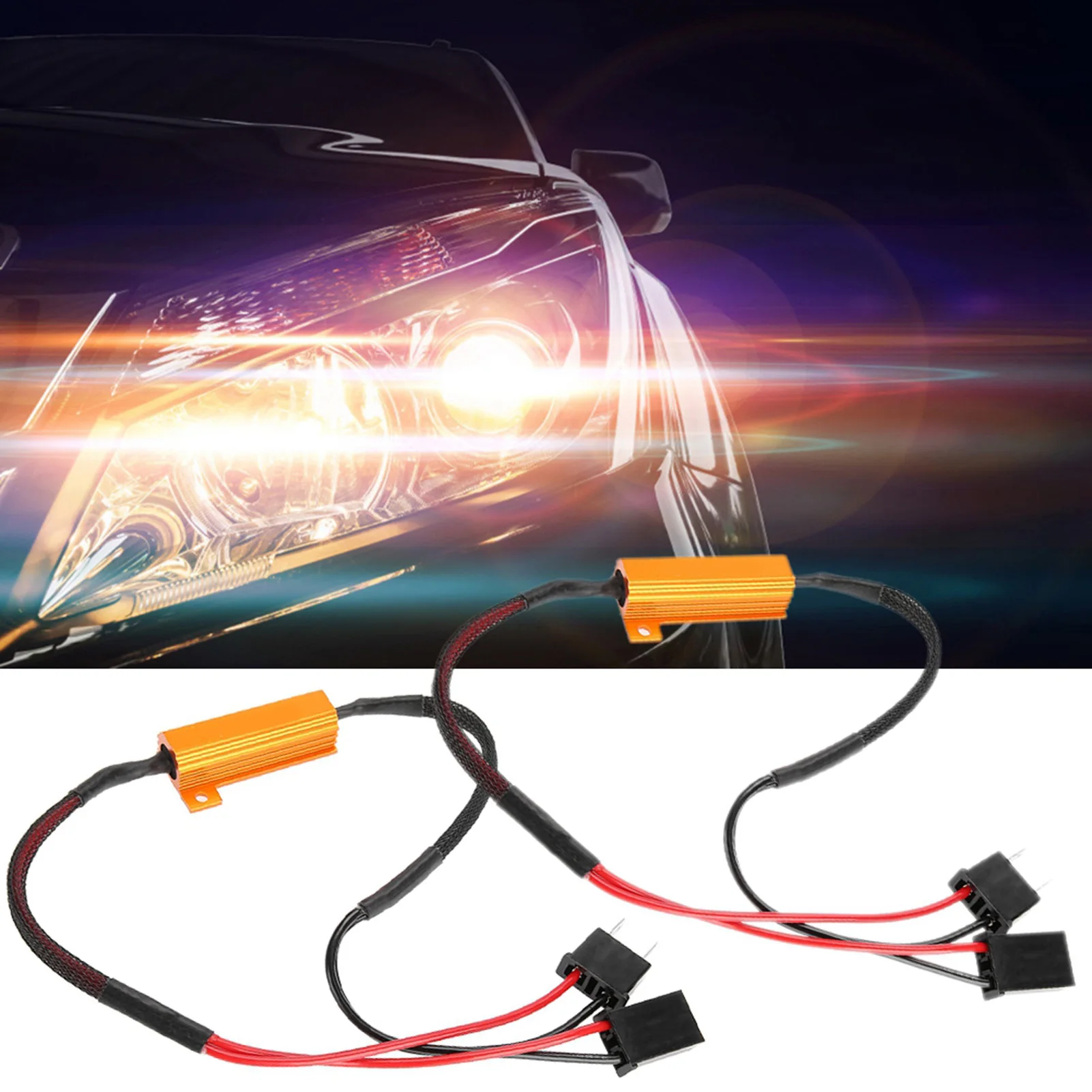2Pcs Car LED Decoders for H7 Headlight Anti Hyper Flash No Error Load Resistor Wiring Car Load Resistor For fog lights